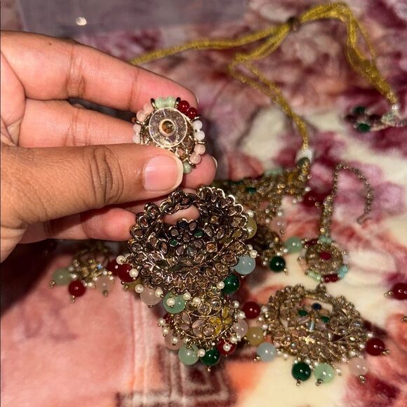 Bollywood style Bridal Elegant Multicolor Jewelry Set NIB NEVER USED - Picture 5 of 13